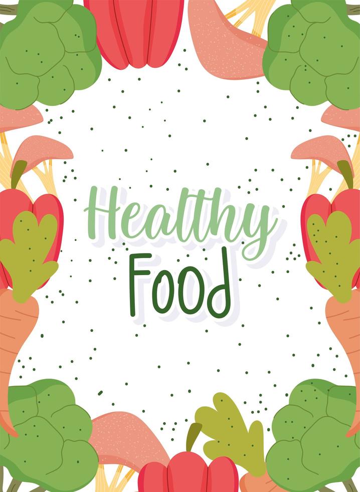 Healthy food template with produce frame banner vector