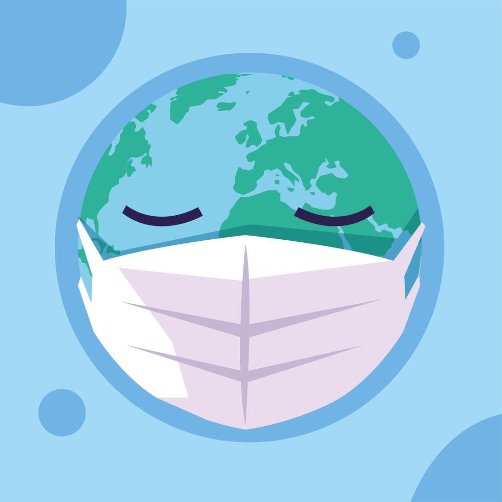 Planet earth with medical mask vector