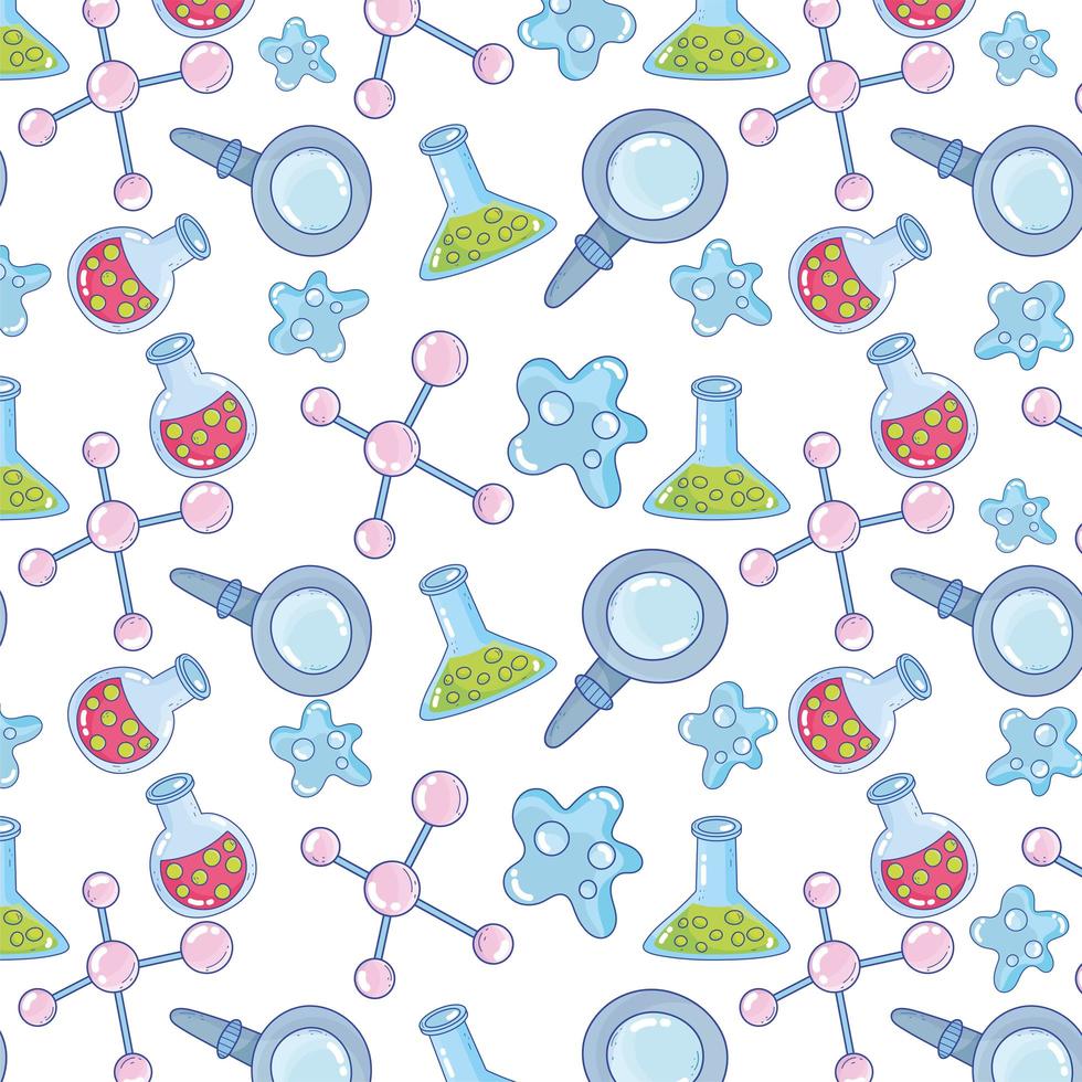 Cartoon style science themed pattern vector