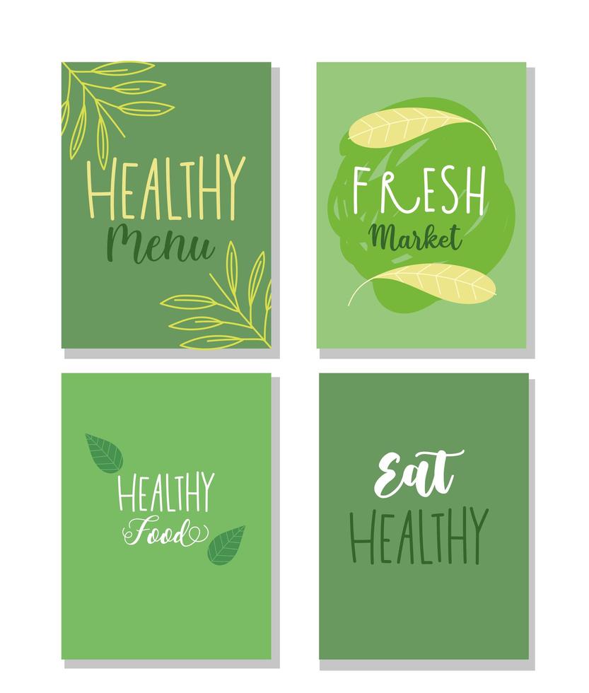 Set of green banners for healthy food industry vector