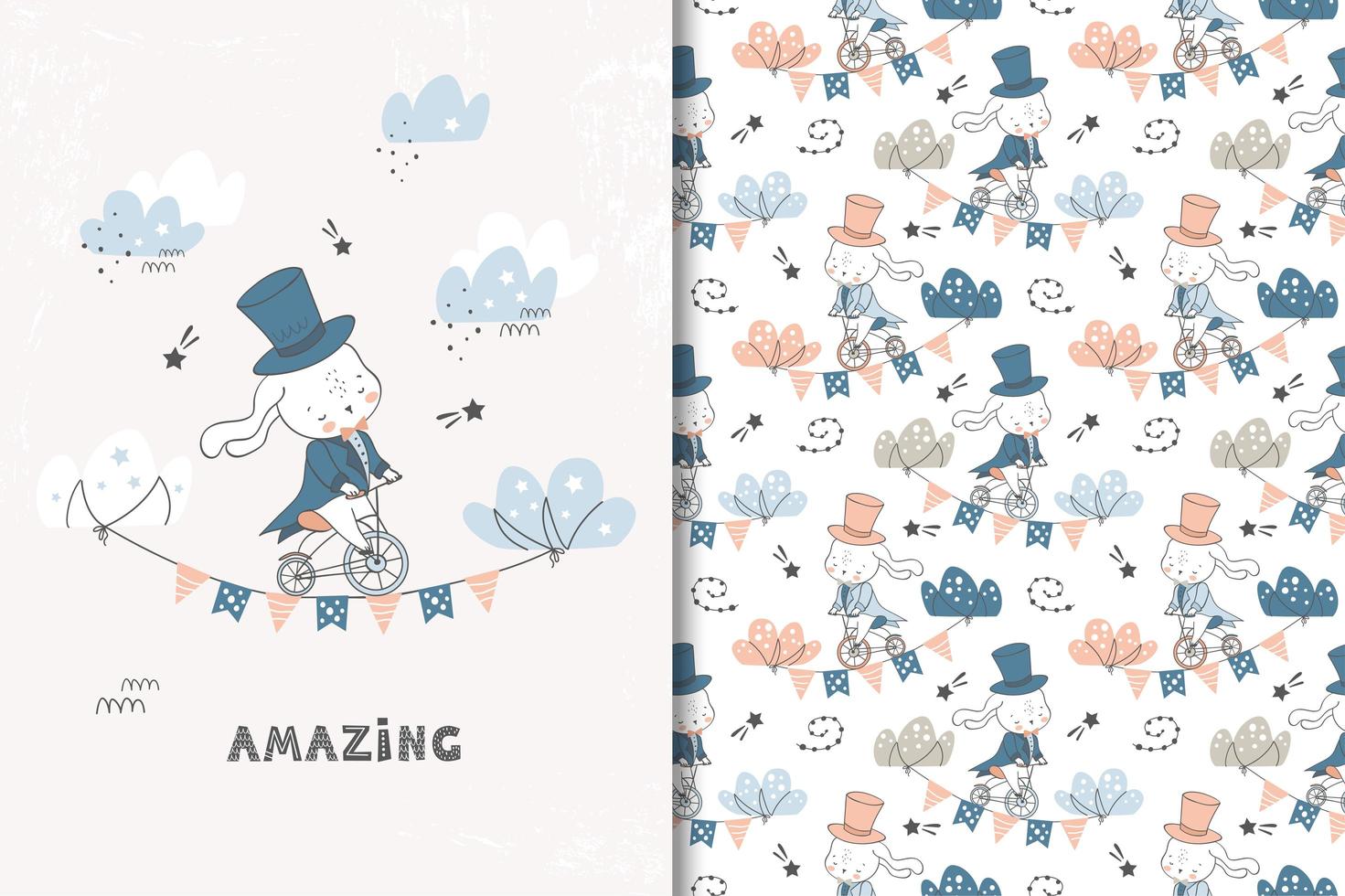 Amazing circus bunny vector