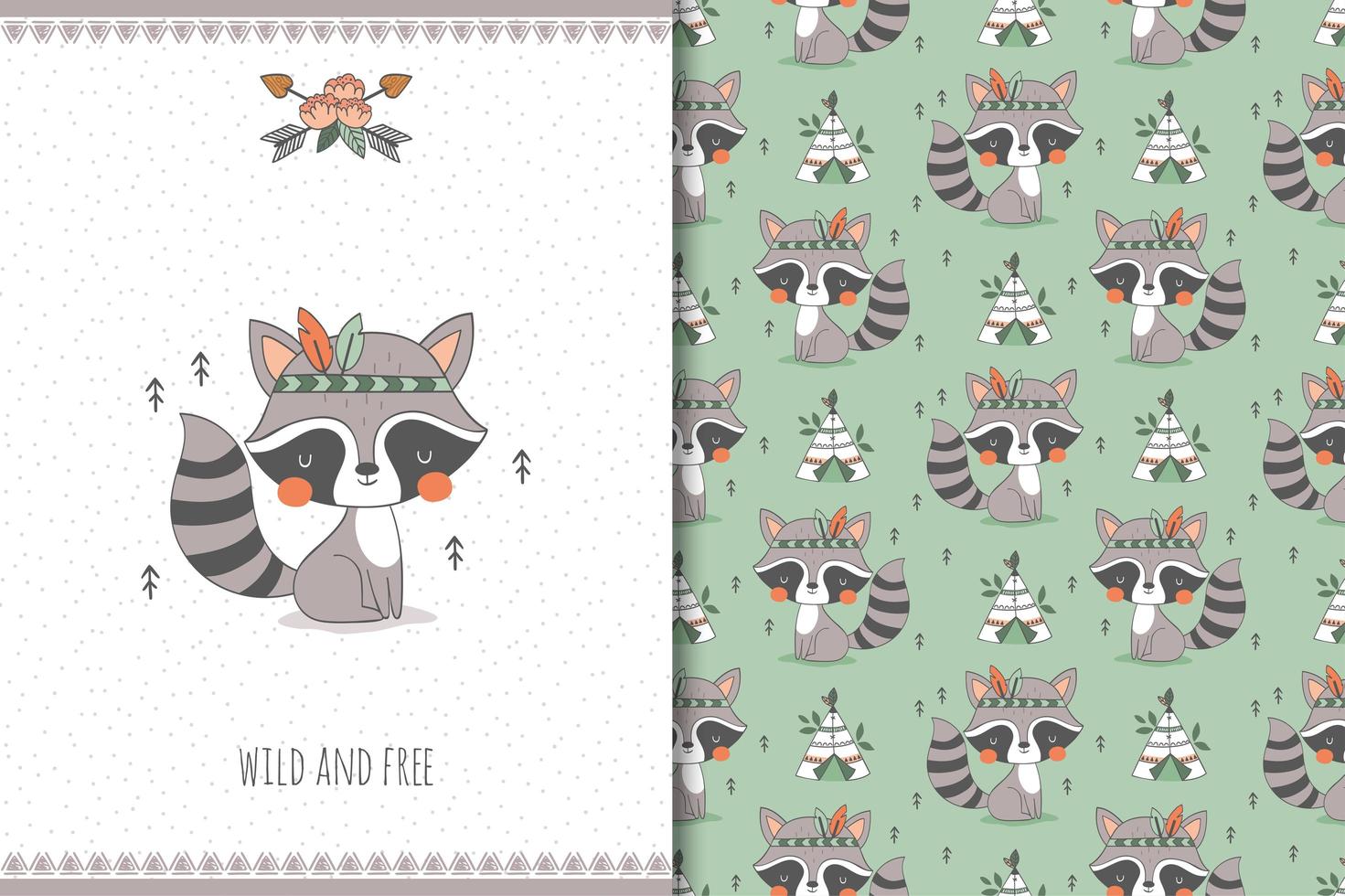 Tribal racoon pattern vector