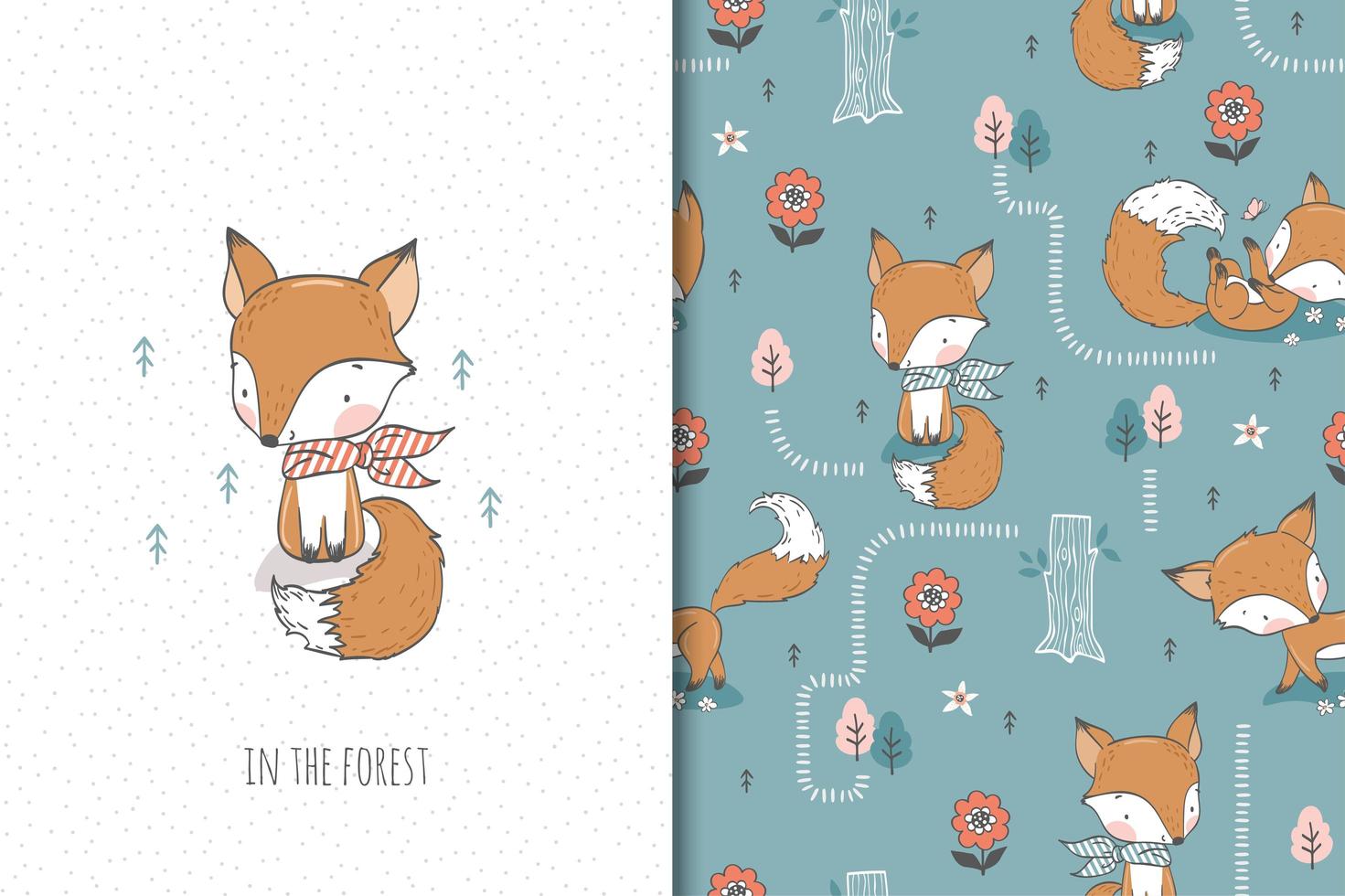 Baby fox with scarf vector
