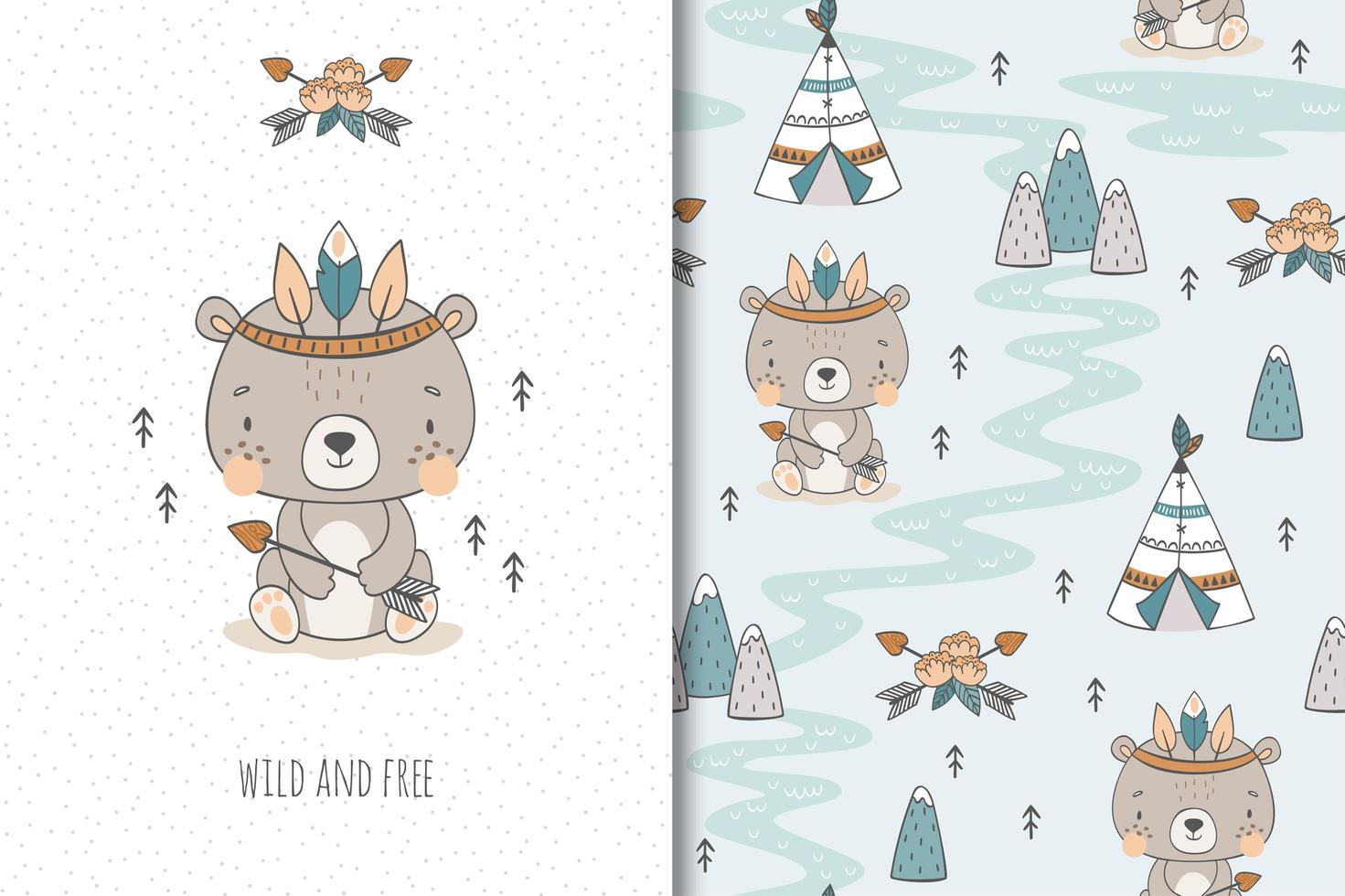 Wild and free tribal bear vector