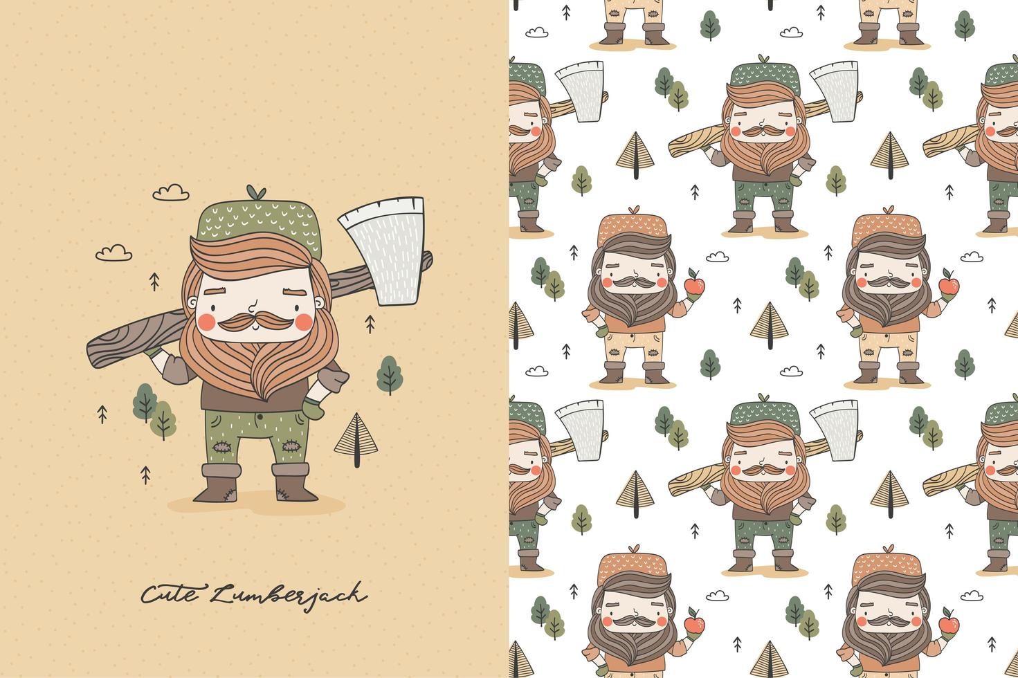 Lumberjack character with axe vector