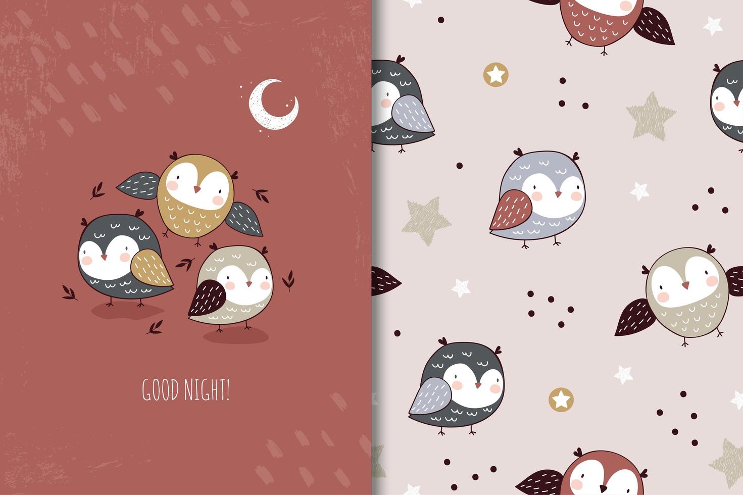 Little owls character. vector