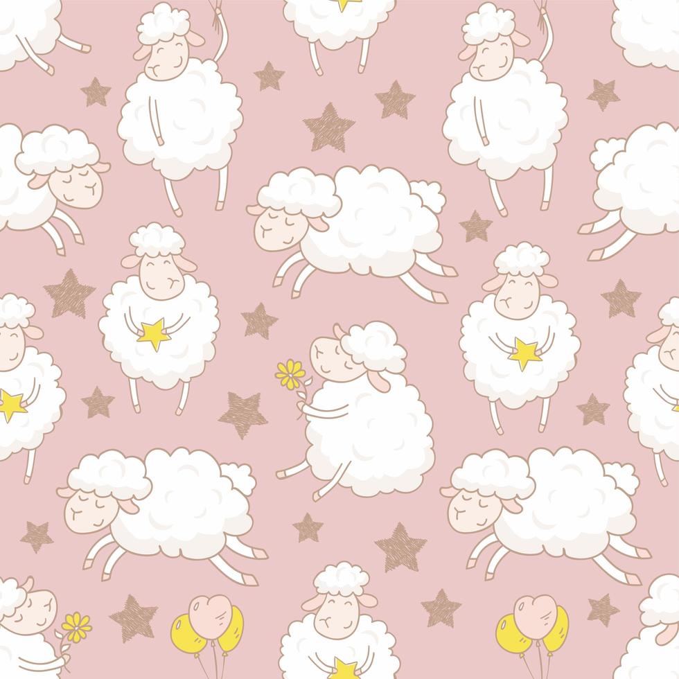 White sheep with stars pattern vector