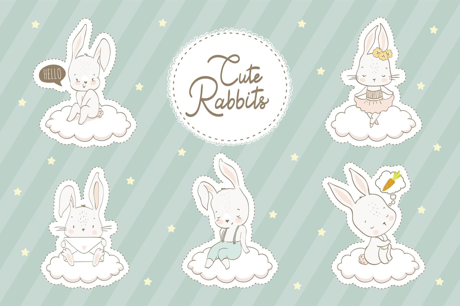 Baby rabbits set vector