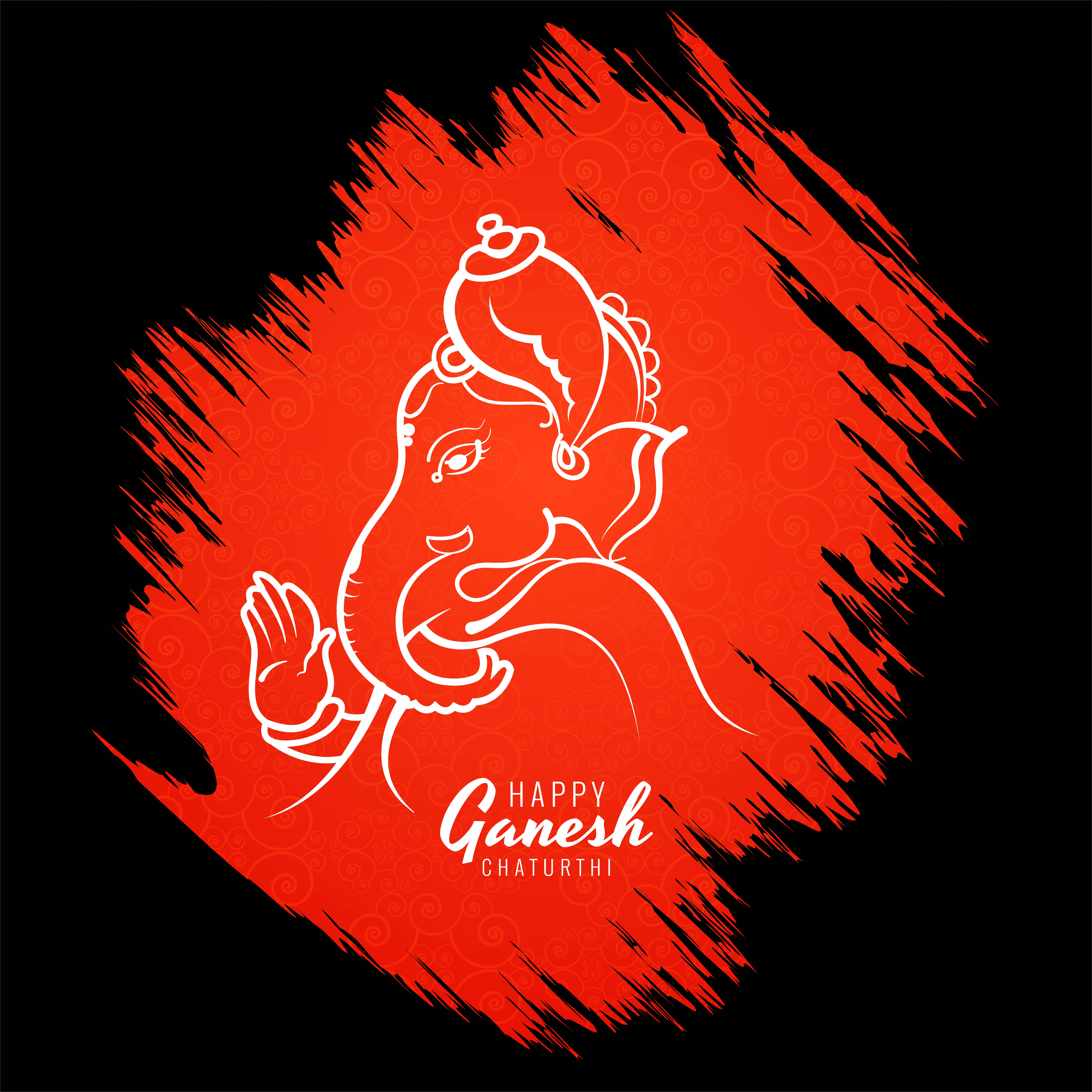 Hindu God Lord Ganesha Festival Card on Red Grunge Background 1251801  Vector Art at Vecteezy