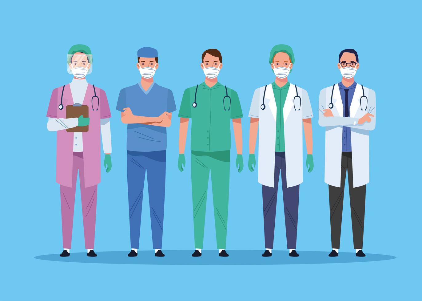 Healthcare staff workers characters vector