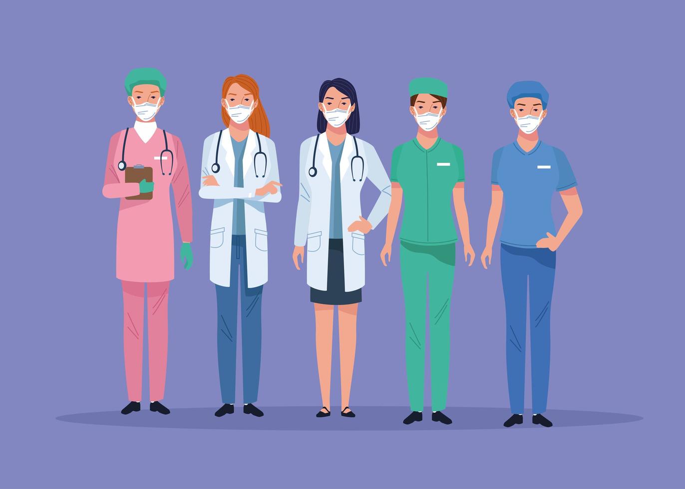 Group of healthcare workers characters vector