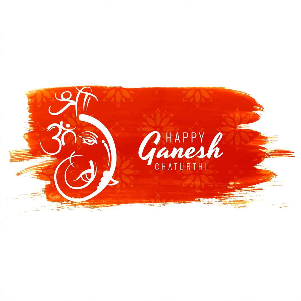 tarjeta del festival ganesh chaturthi sobre fondo de trazo de pintura roja vector