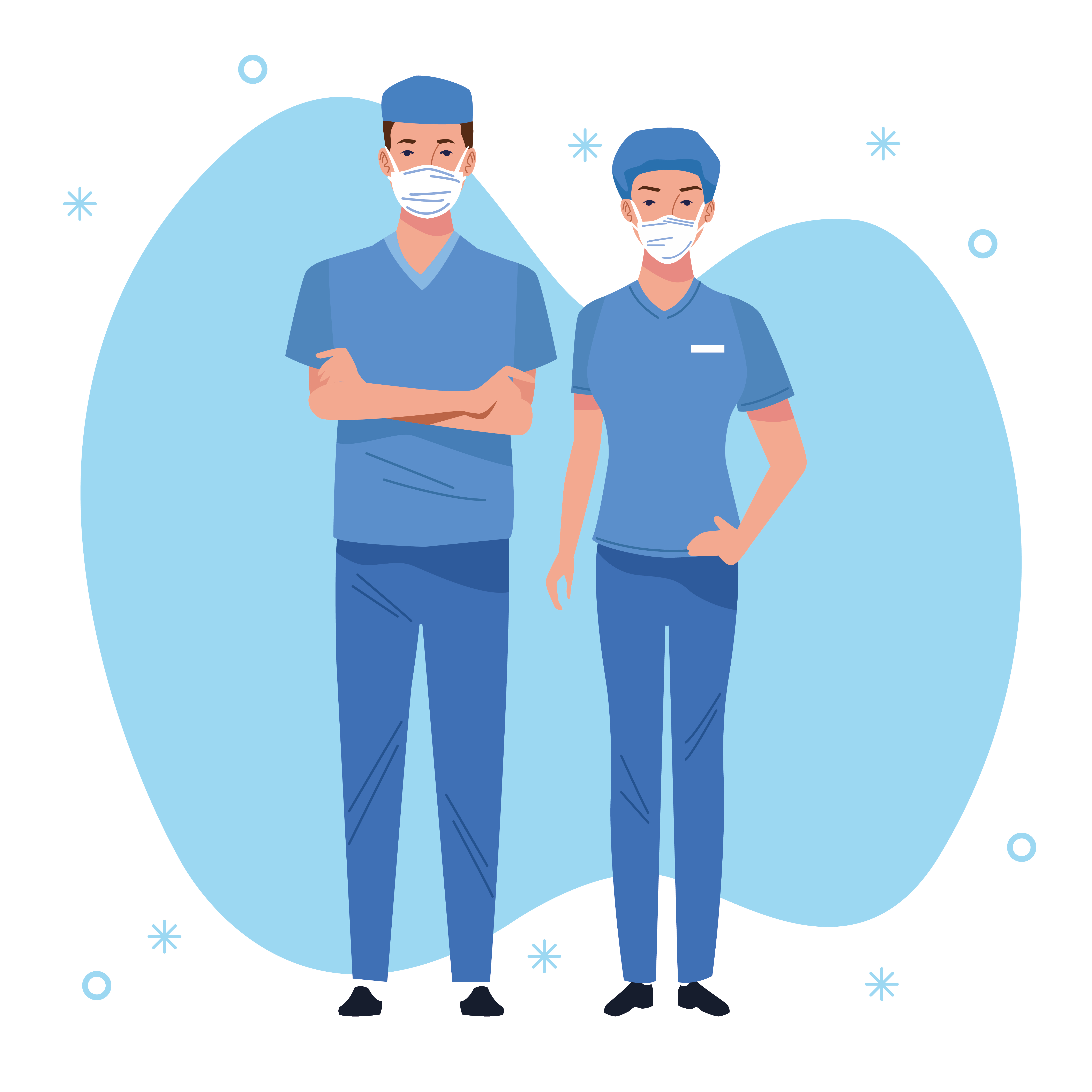Couple Of Medical Staff Healthcare Workers 1251808 Vector Art At Vecteezy