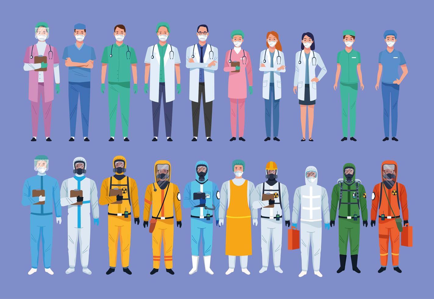 Collection of medical staff healthcare workers characters vector