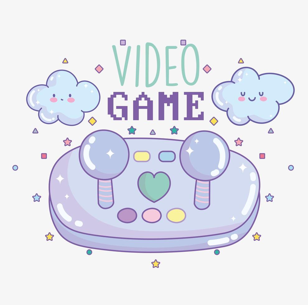 Video game controller with lettering and clouds vector