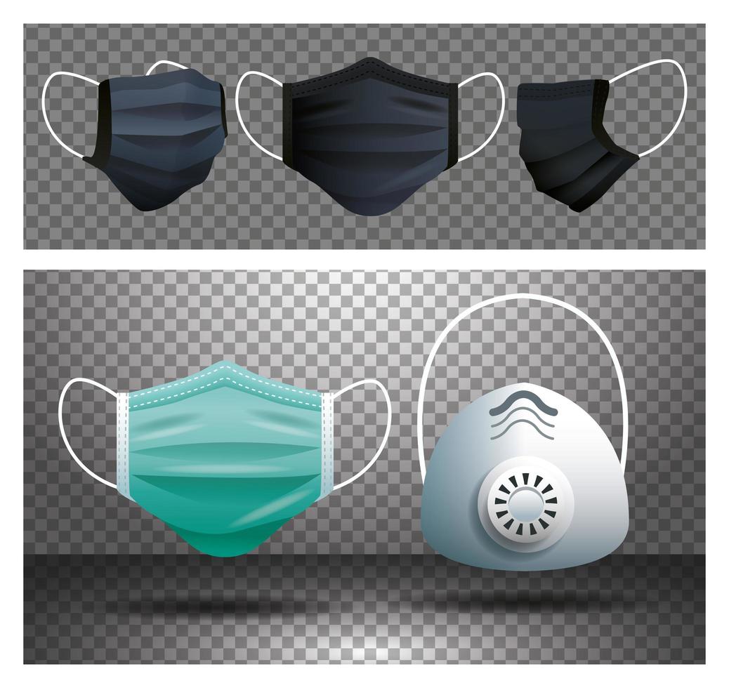 Collection of medical masks  vector