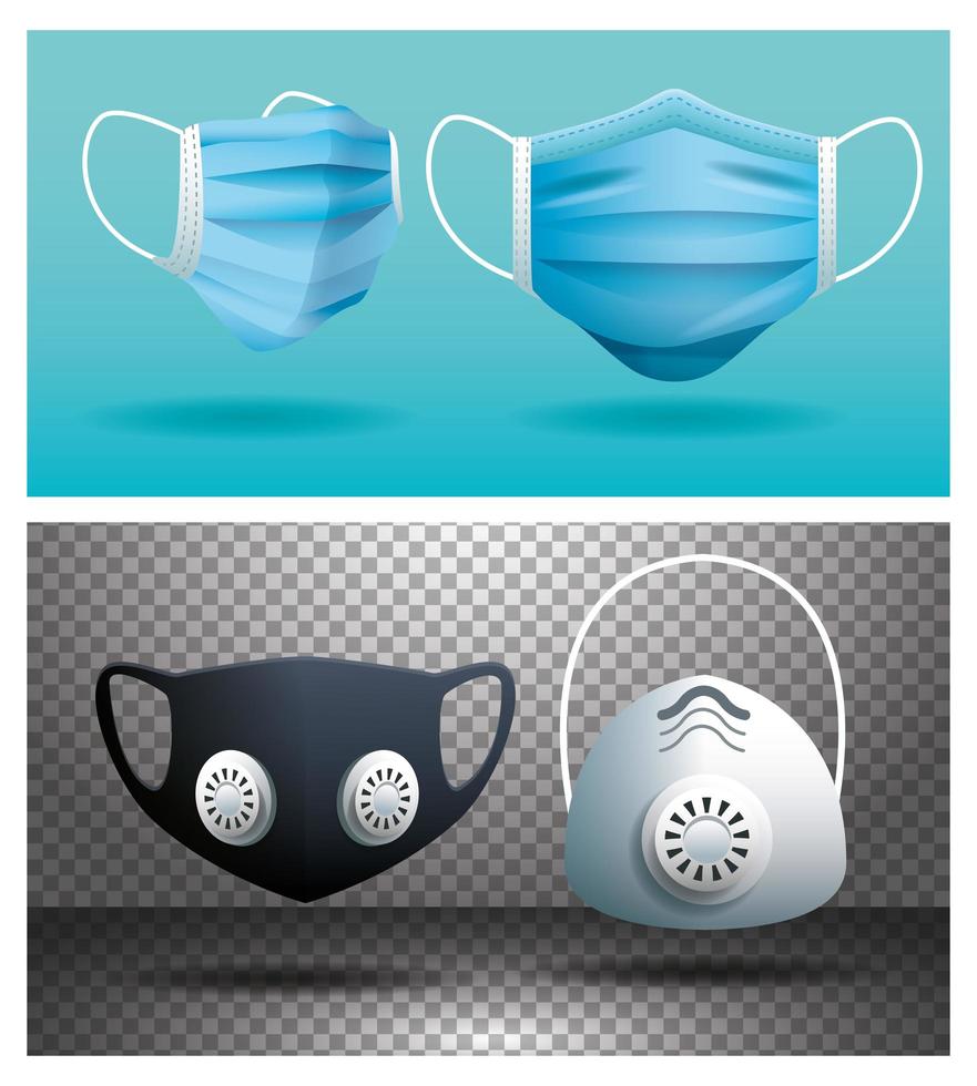 conjunto de mascarillas médicas vector