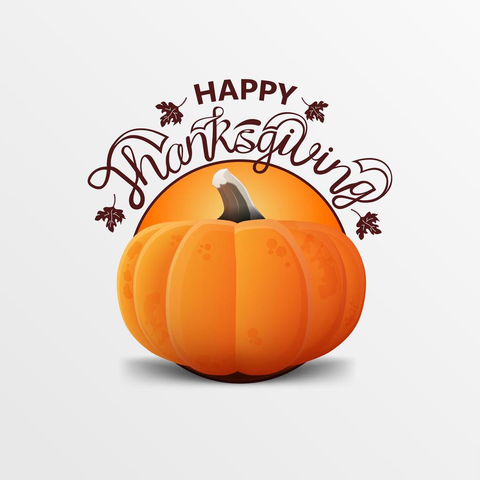 Happy Thanksgiving greeting card with autumn leaves and pumpkin vector