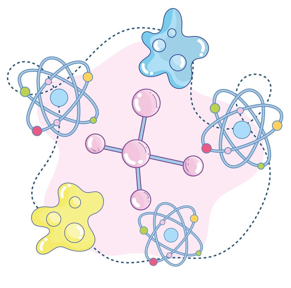 Science themed with atom particles background vector