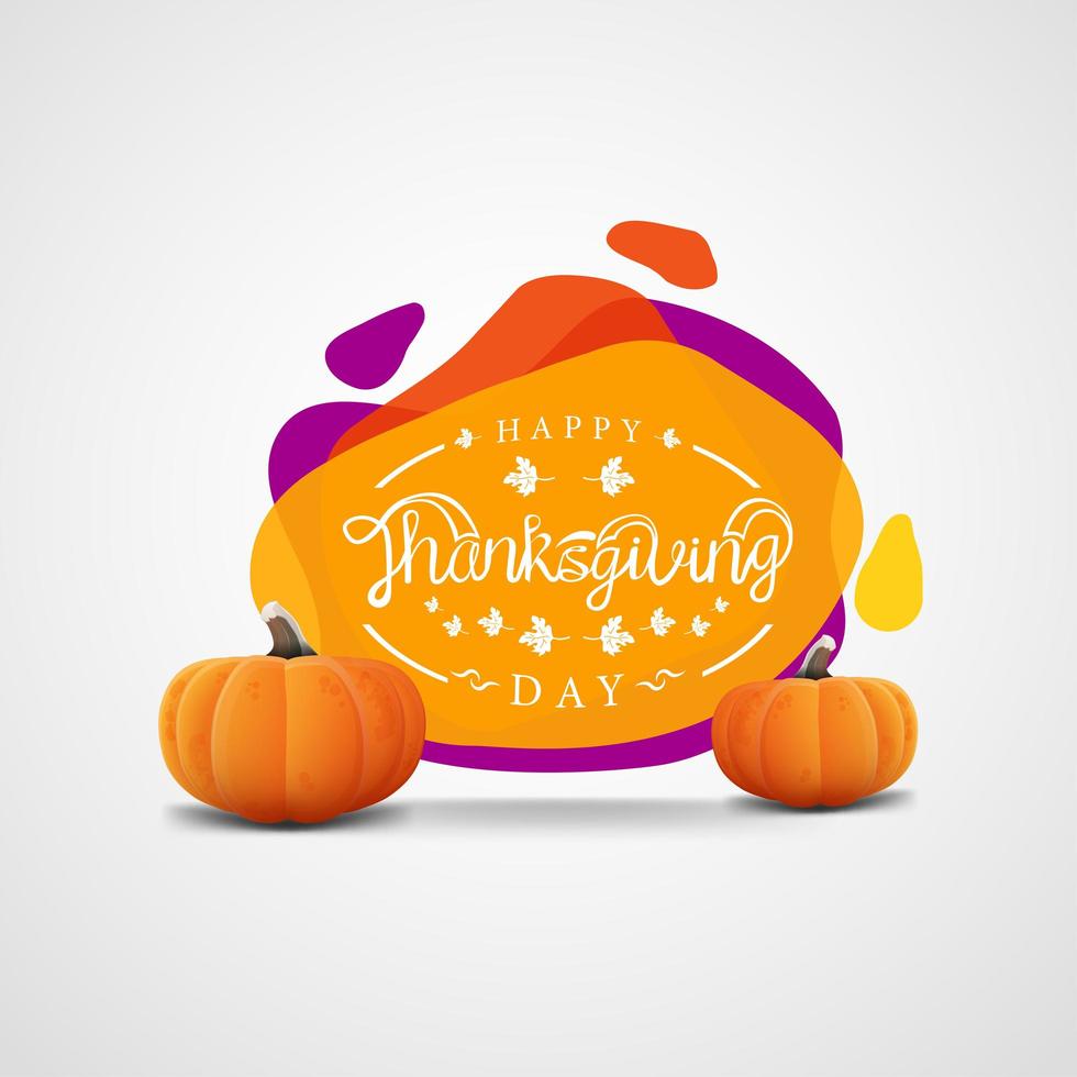 Thanksgiving banner template with abstract shapes and pumpkins vector