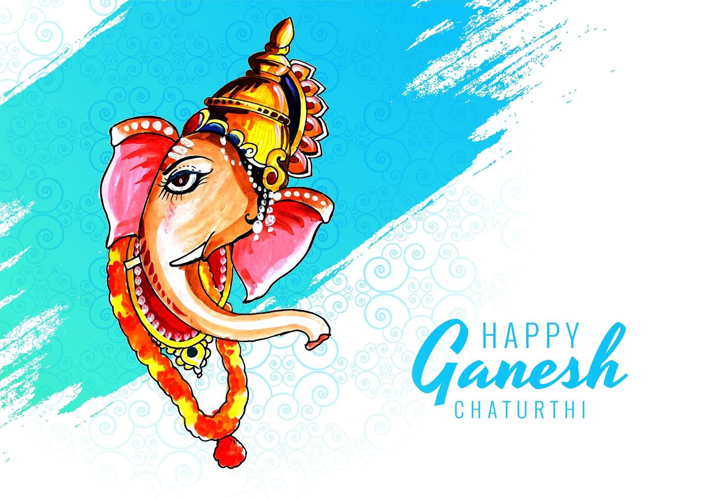 Lord Ganesha Face Profile for Ganesh Chaturthi Festival Background vector