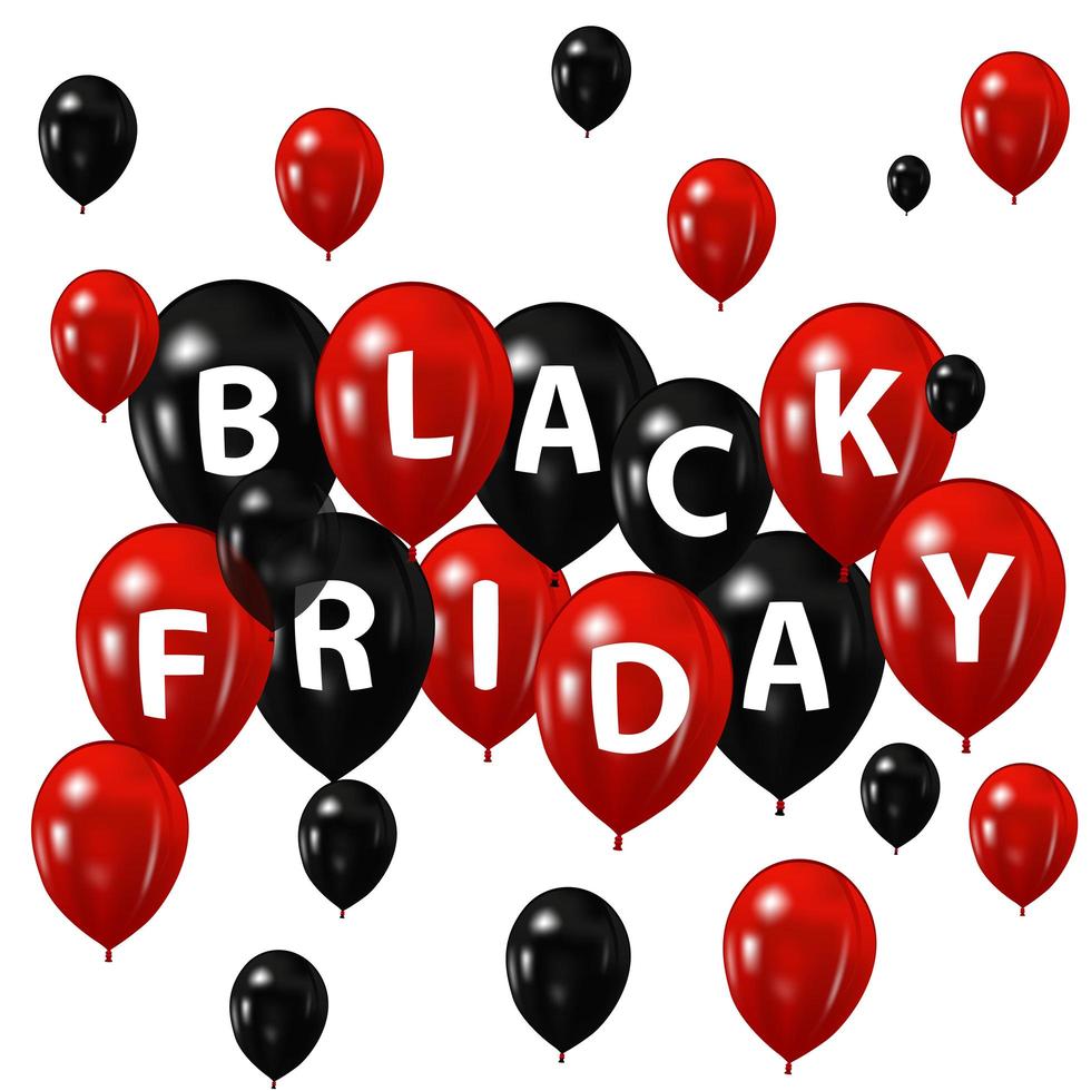 Black and red balloons for black friday vector