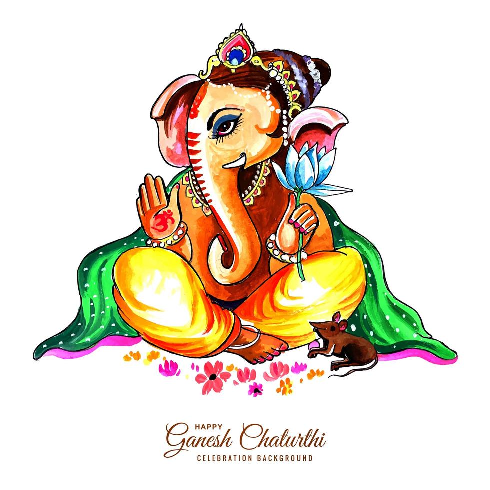 Lord Ganesha Sitting with Hands up for Ganesh chaturthi Card 1251876 Vector  Art at Vecteezy