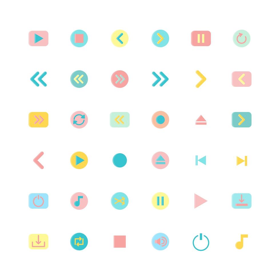 Media colorful flat icon set vector