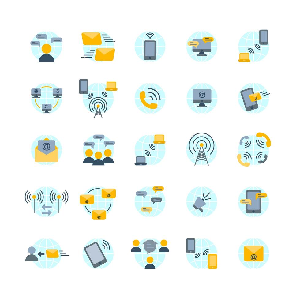 conjunto de iconos planos de comunicación vector