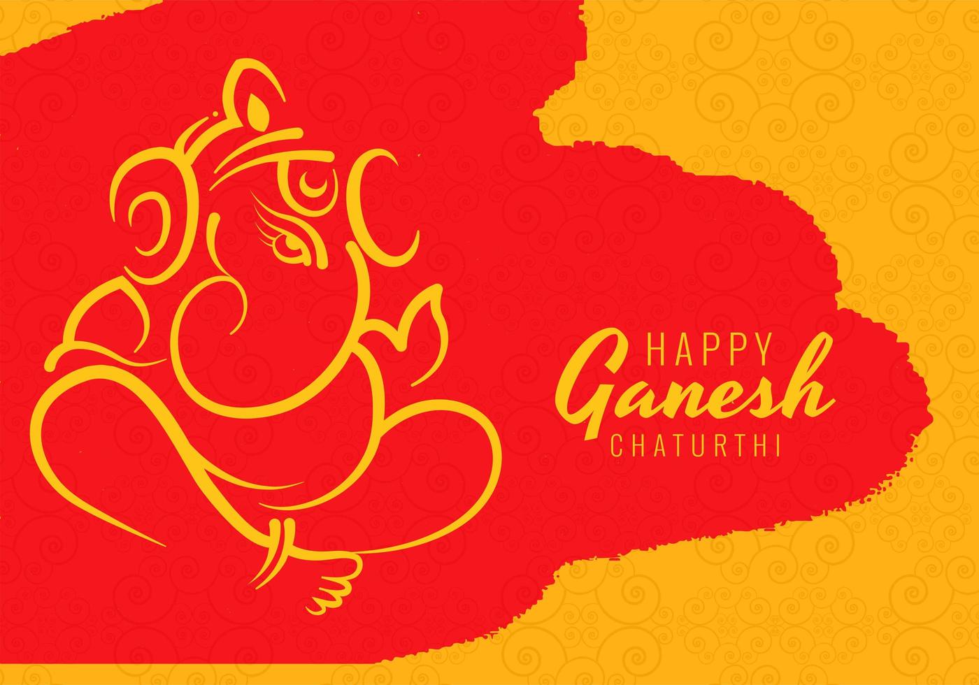 Happy Ganesh Chaturthi Utsav Festival on Red Splotch Background vector