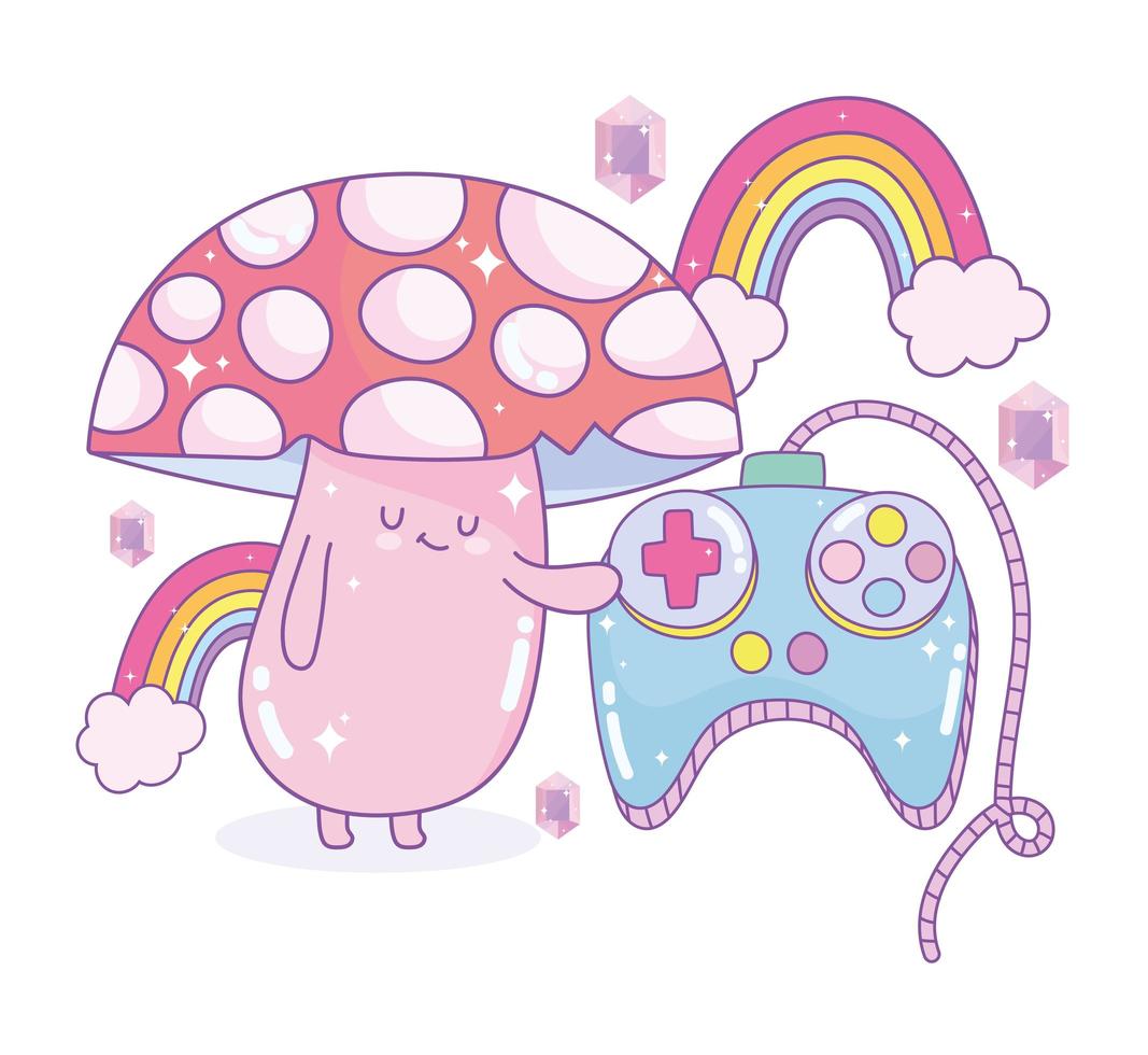 Mushroom holding video game control vector