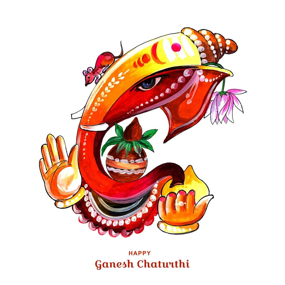 Abstract Happy Ganesh Chaturthi Festival Card Background vector