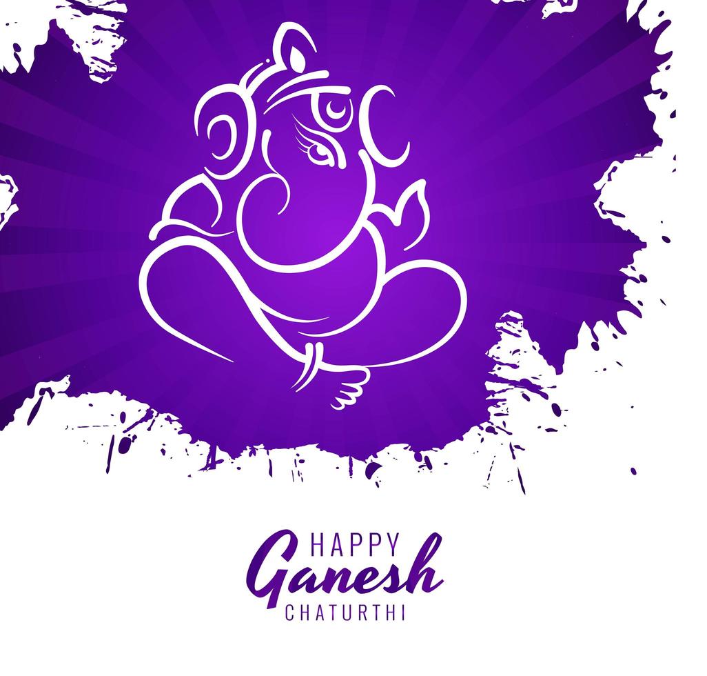 Ganesh Chaturthi Festival Wishes Card Purple Paint Background vector