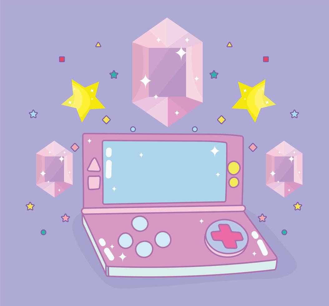 Portable video game with gems and stars vector