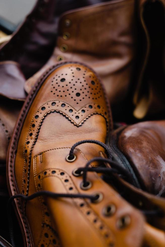 Brown leather shoes photo