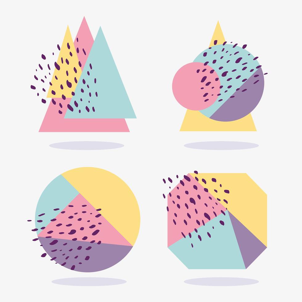 Geometric colorful shapes with texture collection vector