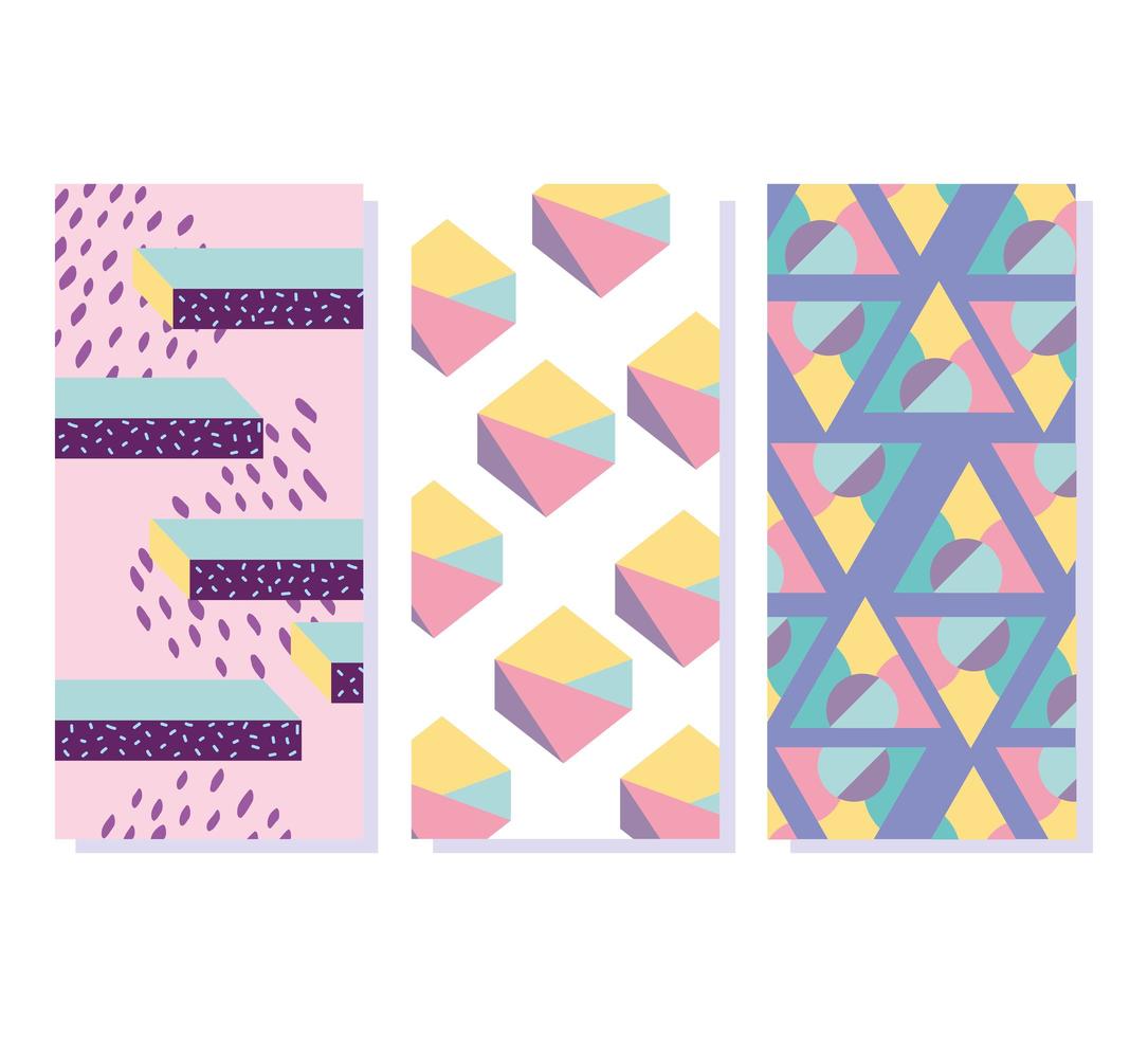 Memphis abstract banners template with patterns vector