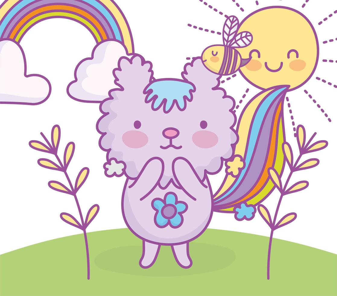 Kawaii animal character outdoors vector