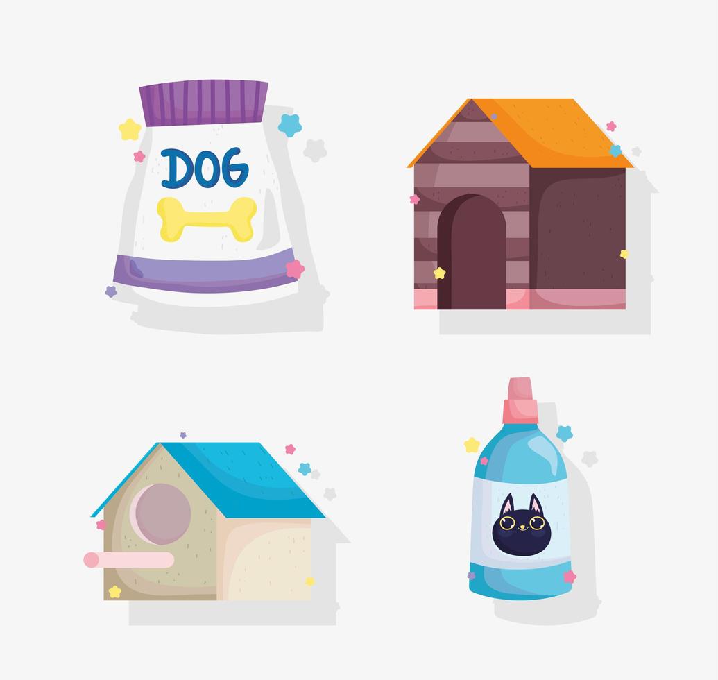 Cute pet items collection vector