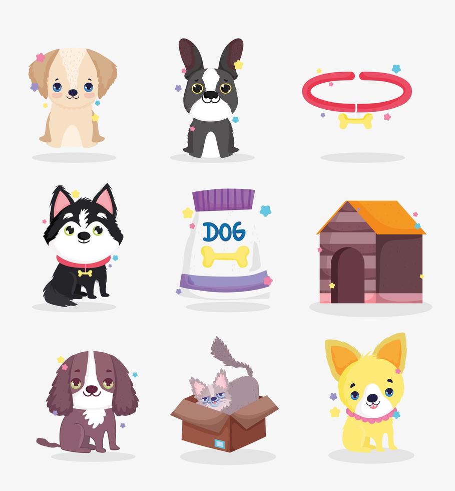 lindos animalitos y personajes de mascotas vector