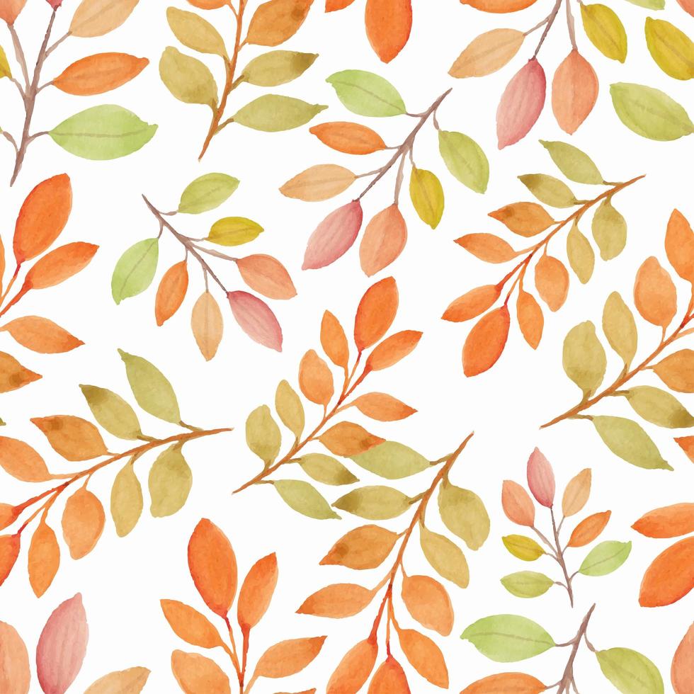 Watercolor fall season nature seamless pattern with branch vector