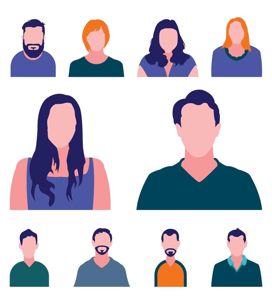 Faceless Profile Avatar Characters vector