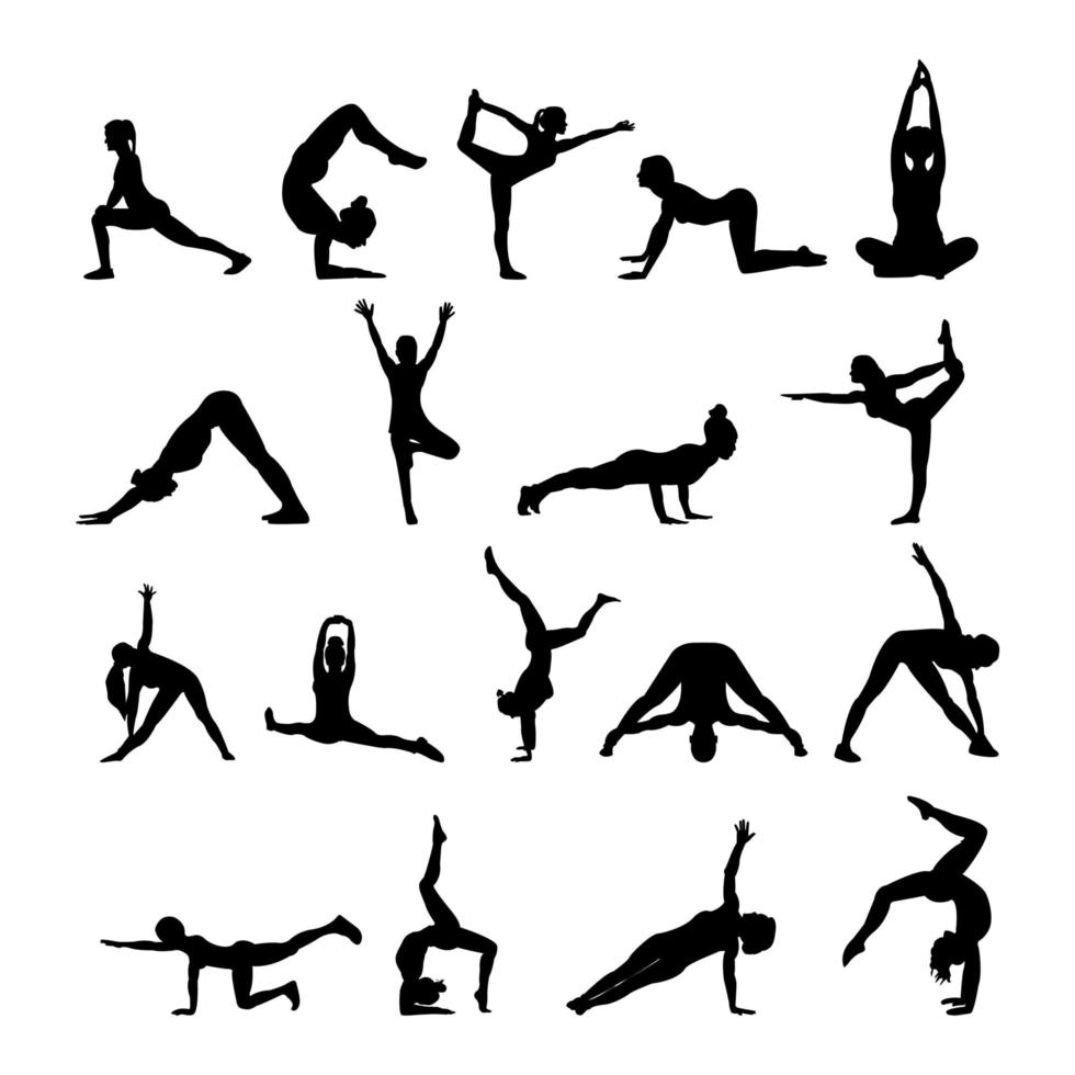 Black Figure Yoga Silhouettes vector