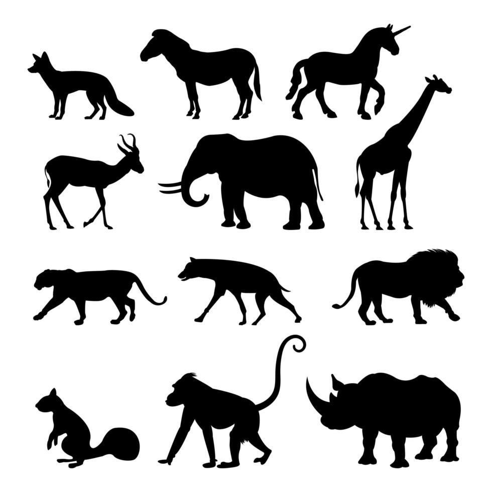 Wild Animal Silhouettes vector