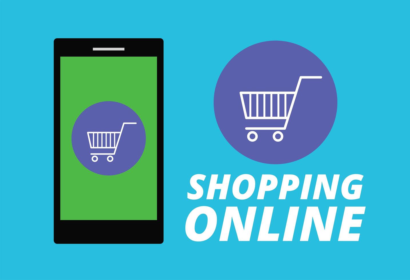 Shopping online on website with mobile vector