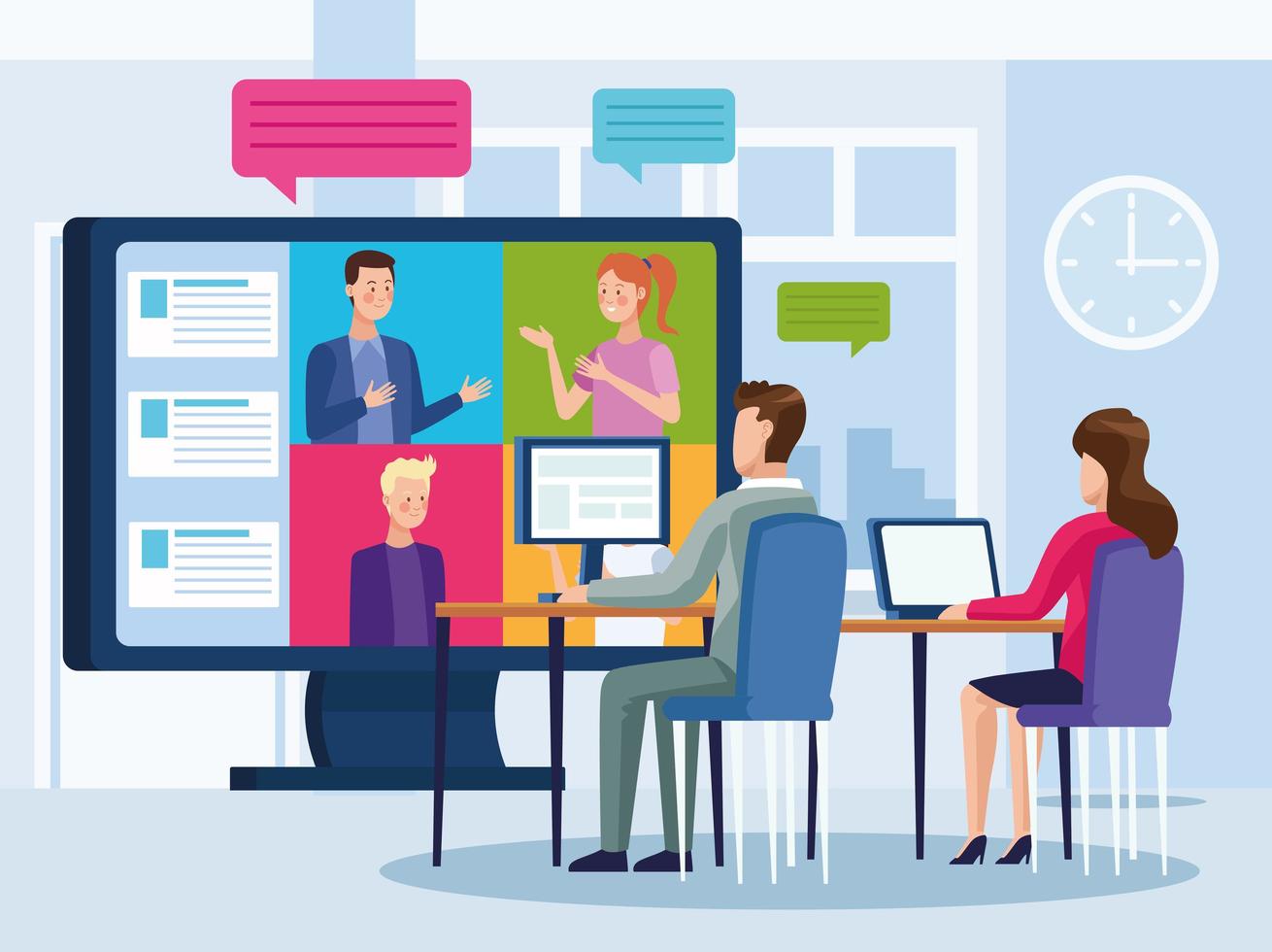 Business people in online meeting 1254092 Vector Art at Vecteezy