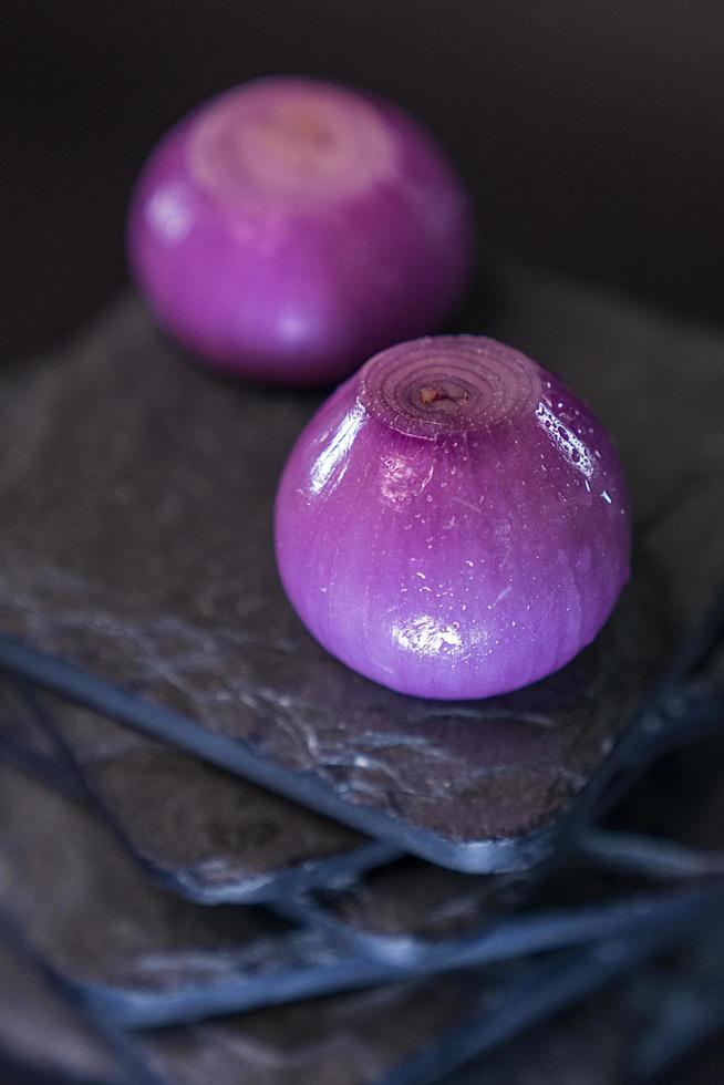 Two red onions  photo