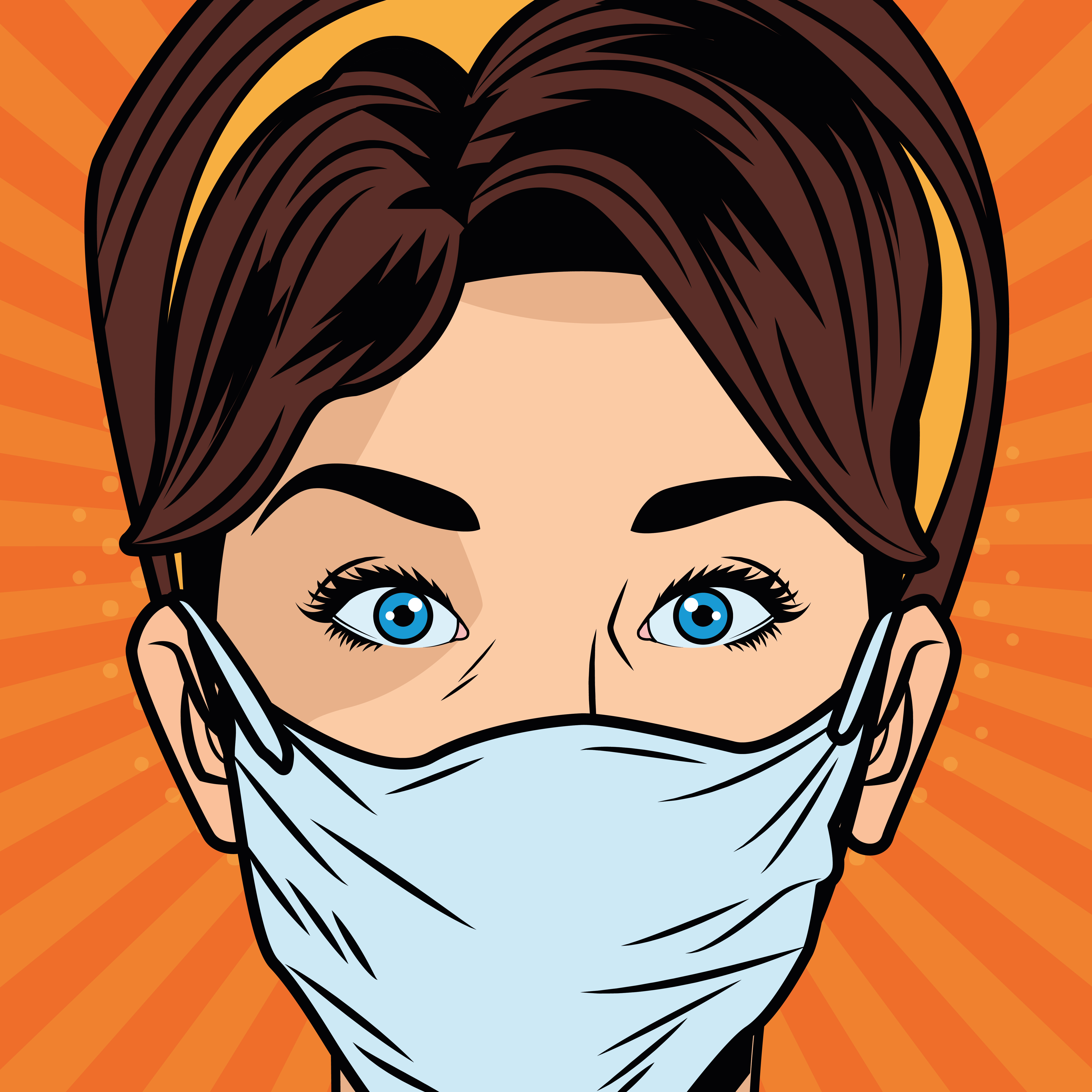 Download Woman using face mask for COVID 19 in pop art style - Download Free Vectors, Clipart Graphics ...