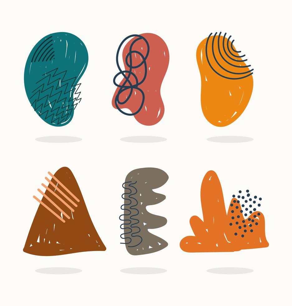 Contemporary abstract shapes and scribbles icon collection vector