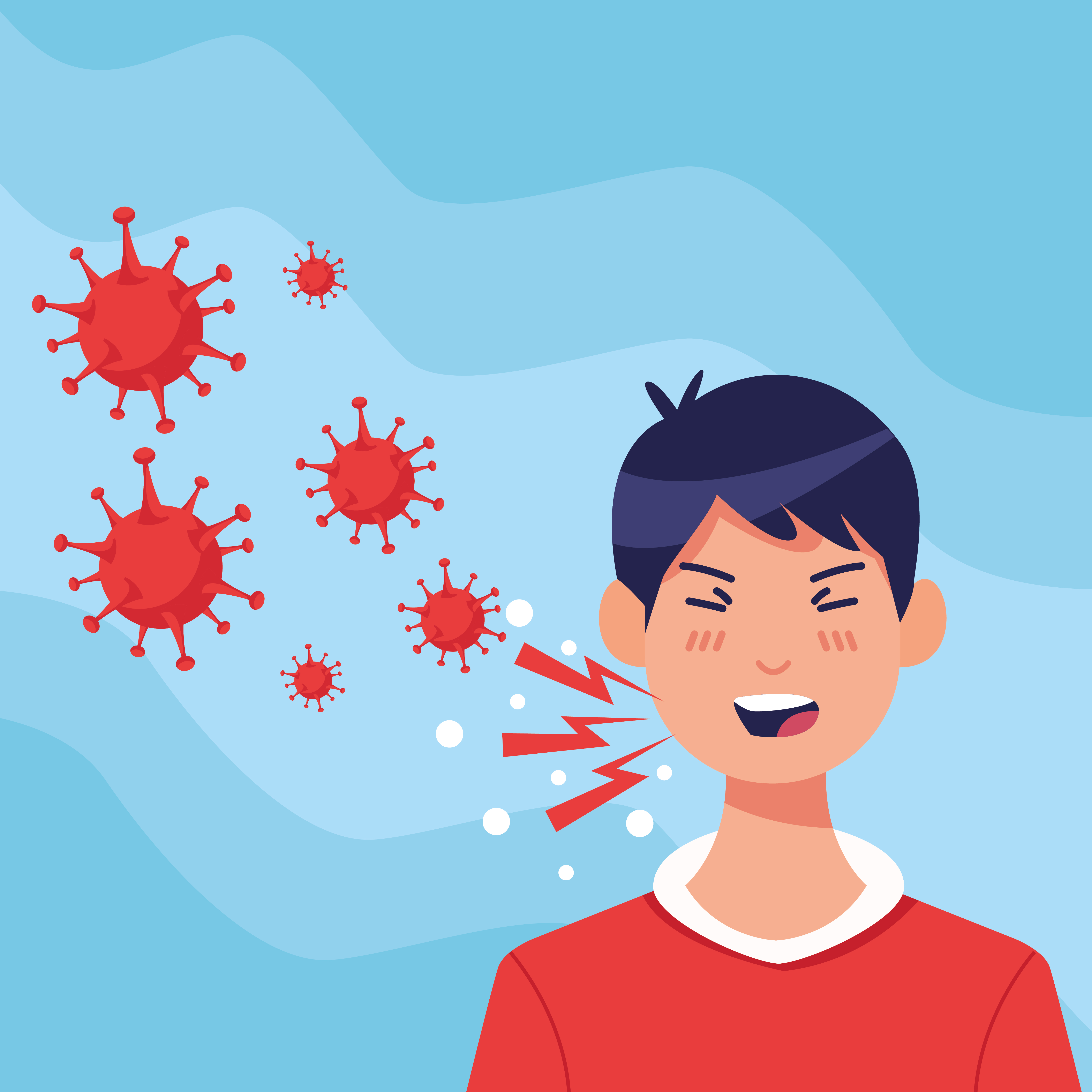Young sick man coughing with coronavirus symptoms 1254191 Vector Art at